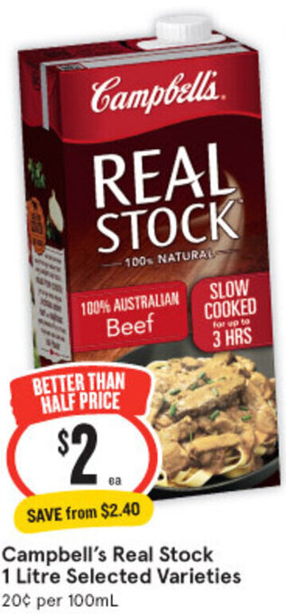 IGA Xpress Campbell's Real Stock 1 Litre Selected Varieties offer