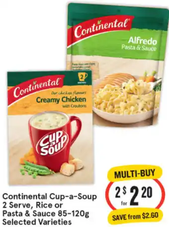 Continental Cup-a-Soup 2 serve, Rice or Pasta & Sauce 85-120g