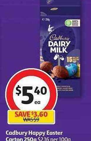 Coles Cadbury Happy Easter Carton 250g offer