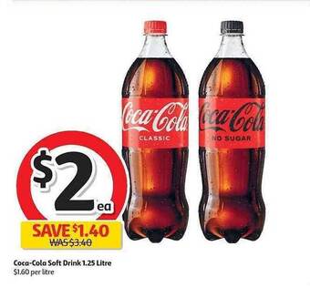 Coles Coca-Cola Soft Drink 1.25 Litre offer
