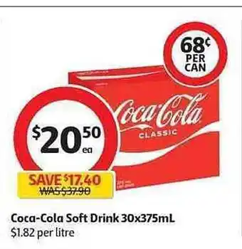 Coles Coca-Cola Soft Drink 30x376mL offer