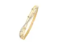 Bevilles Jewellery Crystal Station Crossover Bangle in Yellow Stainless Steel offer