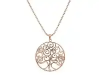 Bevilles Jewellery Rose Stainless Steel Pave Crystal Tree of Life Necklace offer
