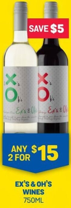 Bottlemart Ex's & Oh's Wines offer