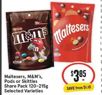 IGA Maltesers, M&m's, Pods Or Skittles offer
