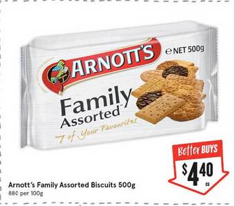 IGA Arnott's Family Assorted Biscuits 500g offer