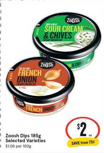 IGA Zoosh Dips 185g offer