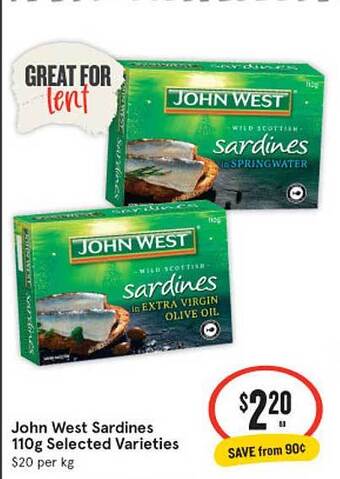 IGA John West Sardines 110g offer