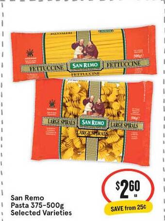 IGA San Remo Pasta 375-500g offer
