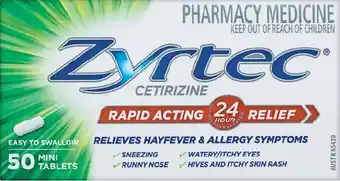 Soul Pattinson Chemist Zyrtec Hayfever & Allergy Relief 10mg 50 Mini Tablets offer