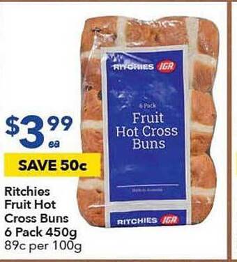 Ritchies Ritchies Fruit Hot Cross Buns offer
