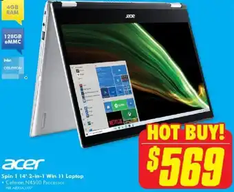Spin 1 14" 2-In-1 Win 11 Laptop NX ABXSA.007