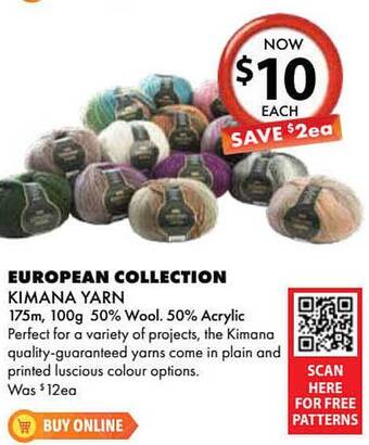 Lincraft European Collection Kimana Yarn offer