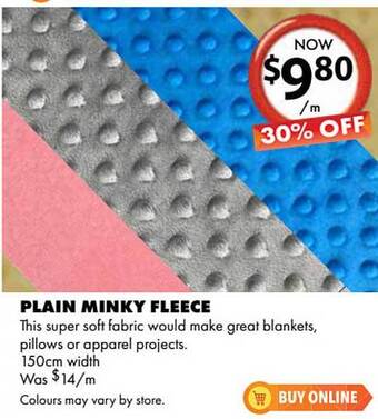 Lincraft Plain Minky Fleece offer