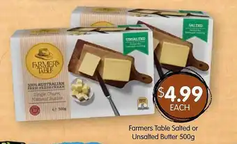 Spudshed Farmers Table Salted Or Unsalted Butter offer