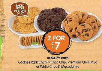 Spudshed Cookies 12pk Chunky Choc Chip, Premium Choc Mud Or White Choc & Macadamia offer