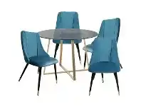 LivingStyles Akira 5 Piece Round Dining Table Set, 120cm, with Sofia Chair, Gold offer