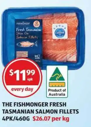 ALDI The Fishmonger Fresh Tasmanian Salmon Fillets 6pk offer