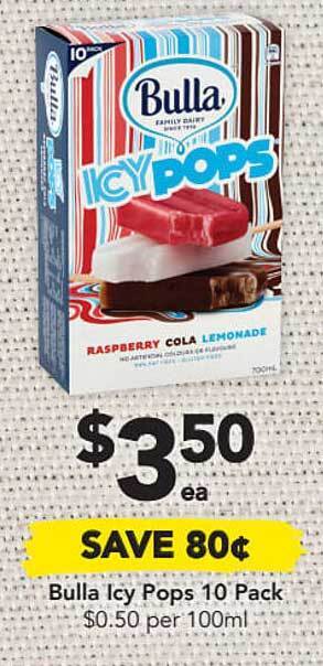 Drakes Bulla Icy Pops 10 Pack offer