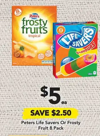 Drakes Peters Life Savers Or Frosty Fruit 8 Pack offer