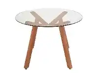 LivingStyles Finland Glass Topped Beech Timber Round Dining Table, 110cm offer