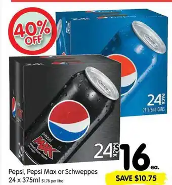 Spar Pepsi, Pepsi Max Or Schweppes offer