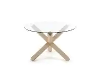 LivingStyles Haydon Oak Timber Round Dining Table, Glass Top, 120cm offer