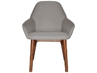 LivingStyles Bronte Commercial Grade Gravity Fabric Dining Armchair, TImber Leg, Steel / Light Walnut offer