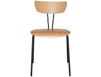 LivingStyles Irun Commercial Grade Wood & Metal Dining Chair,Timber Seat, Oak / Black offer