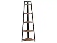 LivingStyles Victor Industrial Metal & Wood Corner Display Shelf, Large offer