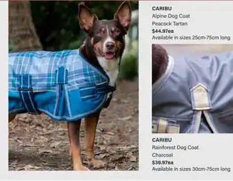 Pet stock Caribu Alpine Dog Coat Peacock Tartan Caribu Rainforest Dog Coat Charcoal offer