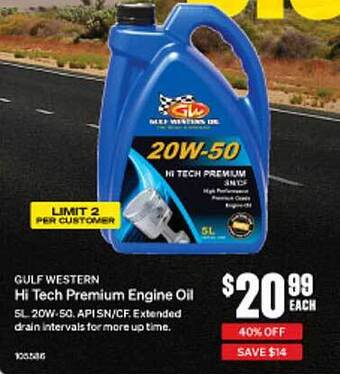 SuperCheap Auto Gulf Western Hi Tech Premium Engine Oil offer