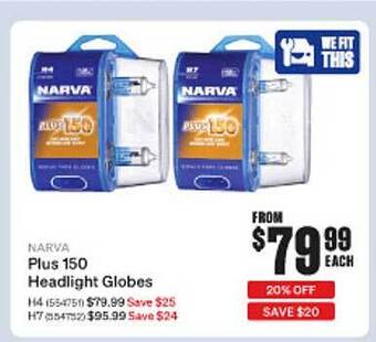 SuperCheap Auto Narva Plus 150 Headlight Globes offer