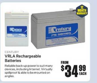 SuperCheap Auto Century Vrla Rechargeable Batteries offer