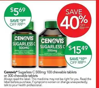 Terry White Cenovis Sugarless offer
