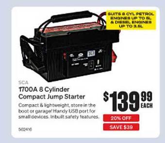 SuperCheap Auto Sca 1700a 8 Cylinder Compact Jump Starter offer