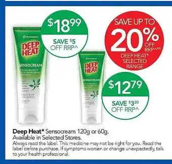 Terry White Deep Heat Sensocream offer