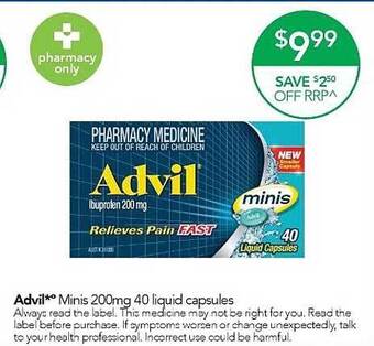 Advil Minis 200mg 40 Liquid Capsules
