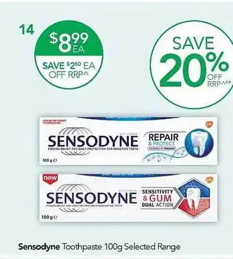 Terry White Sensodyne Toothpaste 100g Selected Range offer