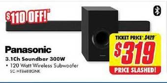 The Good Guys Panasonic 3.1ch Soundbar 300w offer