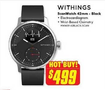 The Good Guys Withings Scanwatch 42mm - Black offer