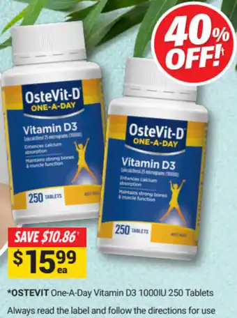 Cincotta Chemist Ostevit One-A-Day vitamin D3 1000IU 250 Tablets offer