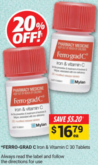Ferro-Grad C Iron & Vitamin C 30 Tablets