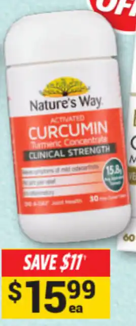 Cincotta Chemist Nature's Way Activated Curcumin 30 Tablets offer