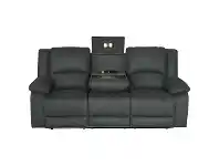 LivingStyles Oberon Rhino Fabric Recliner Sofa, 3 Seater, Jet offer