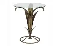 LivingStyles Leslie Handmade Glass Topped Metal Round Side Table offer