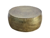 LivingStyles Zoumi Hammered Iron Round Coffee Table, 80cm, Antique Brass offer