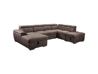 LivingStyles Evanston Fabirc Modular Corner Sofa, 3 Seater with LHF Chaise & Ottoman, Mushroom offer