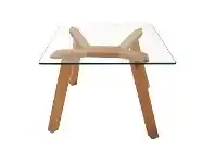 LivingStyles Finland Glass Topped Beeach Wood Square Lamp Table offer