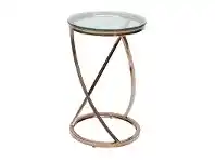 LivingStyles Swirl Glass & Stainless Steel Round Side Table, Rose Gold offer